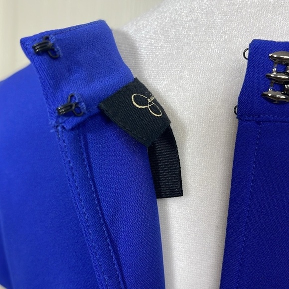 Jessica Simpson Royal Blue Sheath Dress Above The Knee Sz 10 Capped Sleeves - Picture 11 of 14